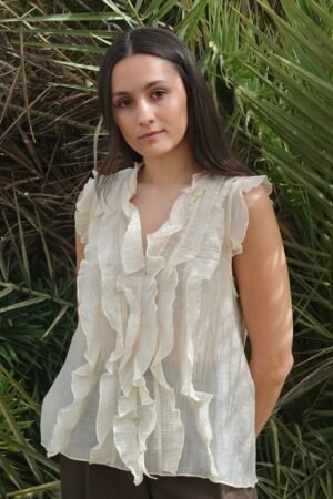 Blusa volante beige