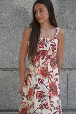 Vestido rojo floral