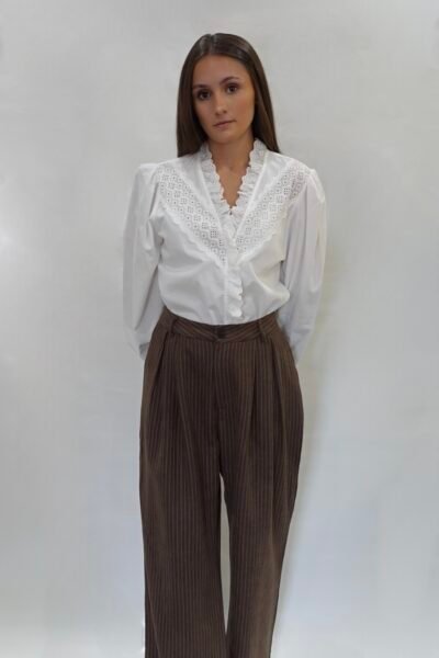 Pantalón Traje Raya Marrón